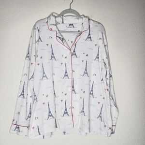 BedHead White and Pink Eiffel Tower Pajama Top